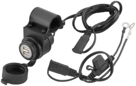 152232 Bikemaster Bar Mount 2-amp Dual Usb Port Charger Plug With Sae Connector