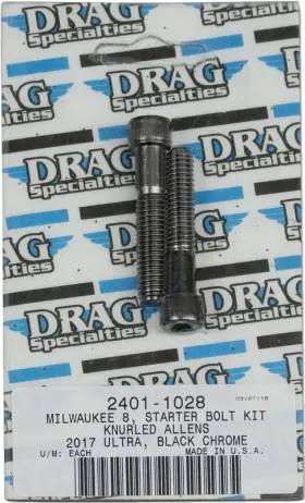 2401-1028 Drag Specialties Bolt Kit M8 Starter Black/chrome Knurled -