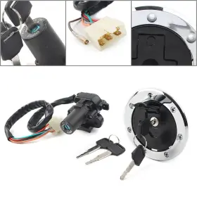 Flashbuyeasy 412000363090 Fuel Gas Cap Ignition Switch Lock With Keys Set For Kawasaki Ninja Zx6r 2000-2002