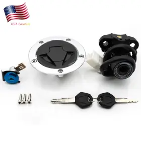 Fx-m02045-rzm2e-210803-m-69 Fxcnc Cnc Motorbike Ignition Switch Fuel Gas Cap Seat Lock Set Keys For Kawasaki Ex650