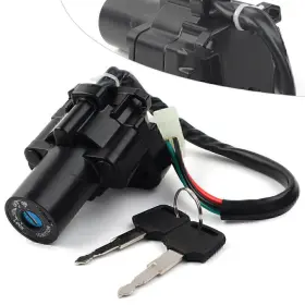 Hukyu 550742743050 Ignition Switch Lock Keys For Yamaha Yzf1000/600 Xjr600/400 93-02 5 Wire 4 Plug