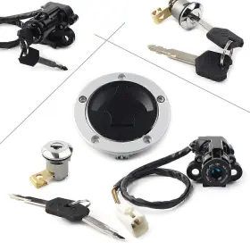 Hukyu 612046325698 Fuel Gas Cap Ignition Switch Seat Lock Keys Fit For Kawasaki Z1000 Z 1000 10-16