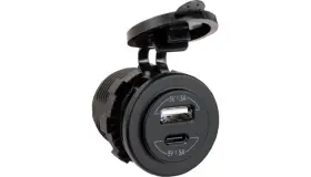 Usb42c Jensen Panel Mount Dual Usb-a/usb-c Charger Black