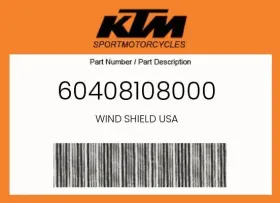 60408108000 Ktm Genuine Wind Shield Usa -