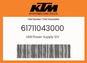 61711043000 Ktm Genuine Usb Power Supply 12v -