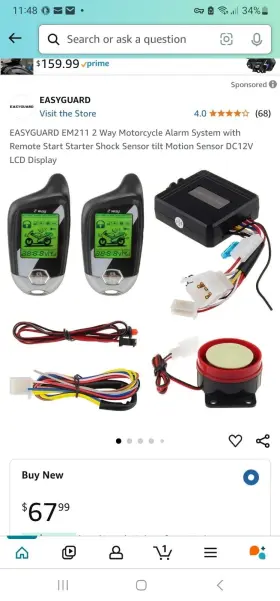Em211 Motorcycle Alarm Easyguard 2 Way Motion Sensor Remote Engine Start Lcd Indicator