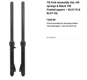 1915 Tb Parts Black Fork Assembly Set For Kawasaki Klx110 L Rl Models Tin Tubes