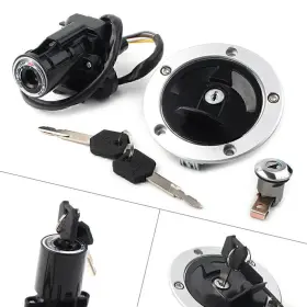 Twoagain 550731792847 Fuel Gas Cap Ignition Switch Seat Lock Set Fit Kawasaki Ninja Zx6r/636 2013-18