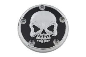 42-1082 V-twin Manufacturing Skull Design 5 Hole Ignition System Cover Chrome For Harley Cam 1999-up