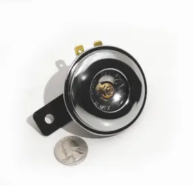 V-twin Manufacturing 728044672860 Old School Universal Smooth Chrome 2.5 Inch Dia 12v Horn Bobber Chopper Cafe Racer