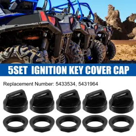 5433534 X Autohaux 5 Set Ignition Key Cover Cap For Polaris Ranger Sportsman Scrambler Black
