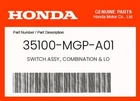 Honda Genuine Switch Assy., Combination & Lo 35100-MGP-A01 New. Price: $194.89.
