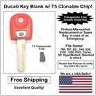 Ducati Aftermarket Double Sided Red Key Blank With T5 Transponder Chip Inside! New. Price: $34.94.