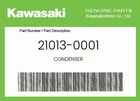 Kawasaki Genuine Condenser 21013-0001 New. Price: $128.84.
