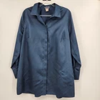 Chicos 3 Long Sleeve Button Front Shirt Womens Size Xl Tunic Blue Sateen Pre-owned. Price: $23.45.