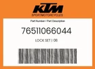 Ktm Genuine Lock Set 08 - 76511066044 New. Price: $264.78.