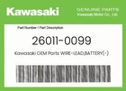 Kawasaki Genuine Wire-lead,battery(-) 26011-0099. Price: $29.29.