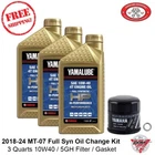 2018-2026 Yamaha MT-07 Full Syn Oil Change Kit 10W40 Filter Gasket New. Price: $64.99.
